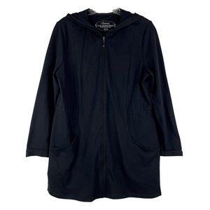 Soma Loungewear Zip Up Duster Hoodie Black